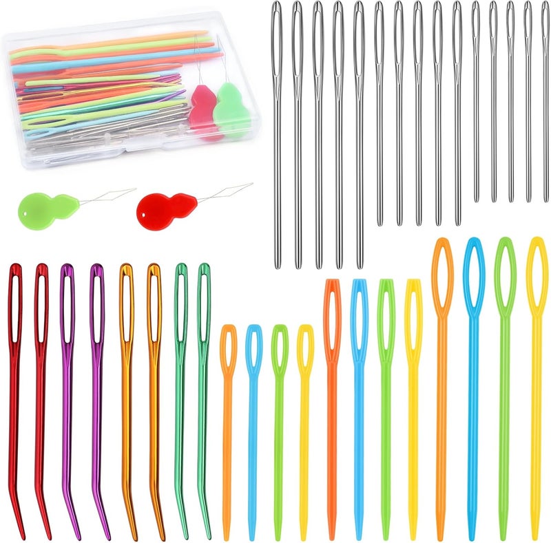 Bupete 40 Pcs Yarn Needles Set, Darning Needles for Yarn, Tapestry Needles for Yarn, Plastic Sewing Needles, Crochet Needles for Yarn, Plastic Large Eye Sewing Needles for Sewing Knitting Crochet - Image 1